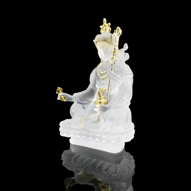 Liuli Laughing Shakyamuni Buddha Statue Crystal Chinese China SCULPTURE Painted Buddhism Folk Art Gift Packaging 85*65*130 *