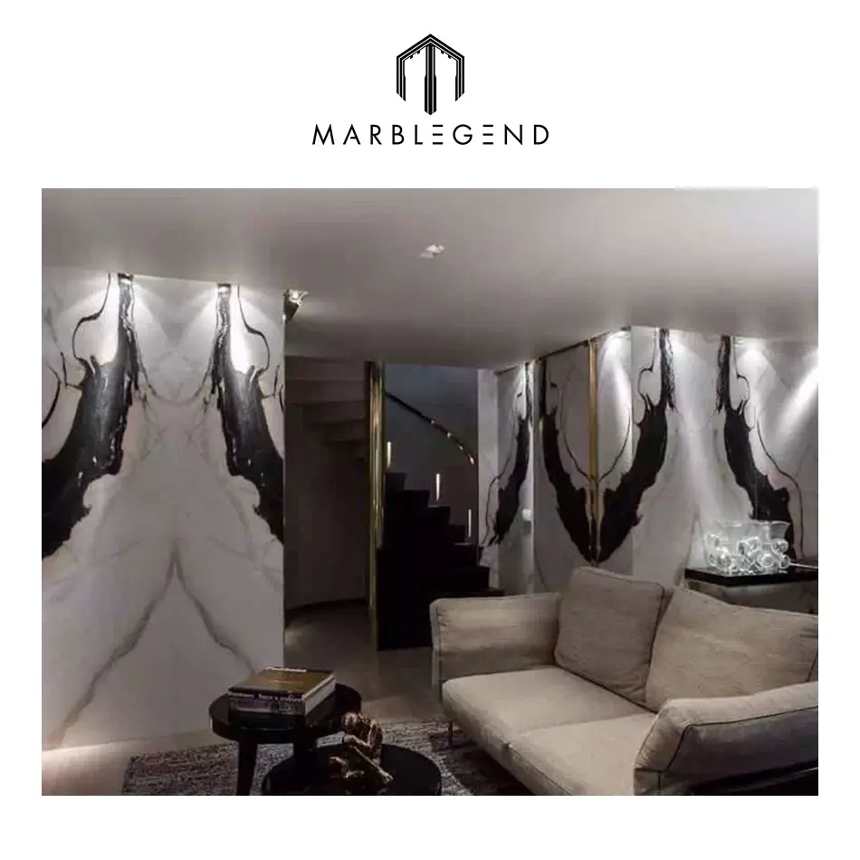 
Perfectly Book Match Black and White Marble Wall Tile 