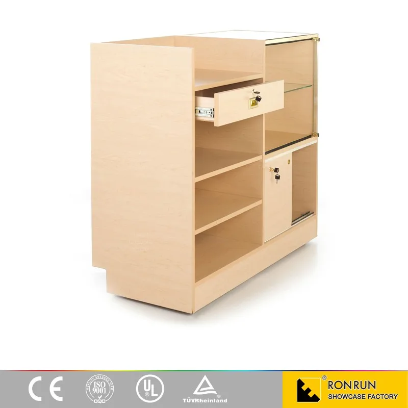 RCD0845 A pre - assembled rectangular cash wrap with a tempered glass display showcase