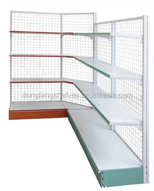 
retail European style single sided supermarket gondola mesh shelving 