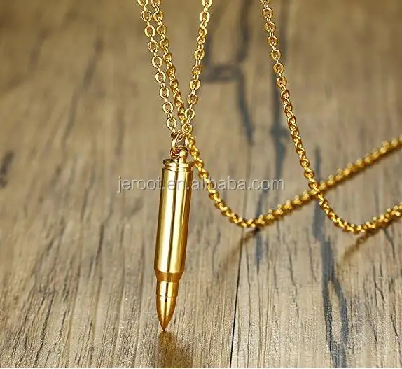 Wholesale Stainless Steel Gold Plated Bullet Urn Cremation Pendant