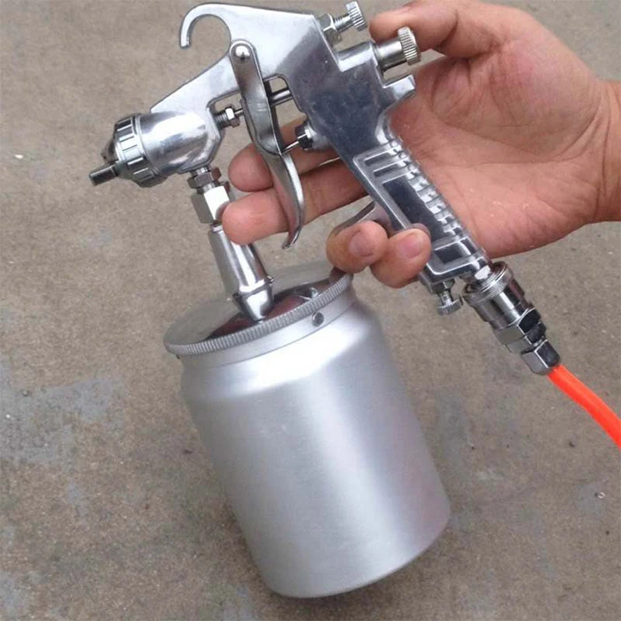 
Double 1.4mm nozzle pressure spray gun Nano chrome painting dual head Air pneumatic pressure sprayer compress 