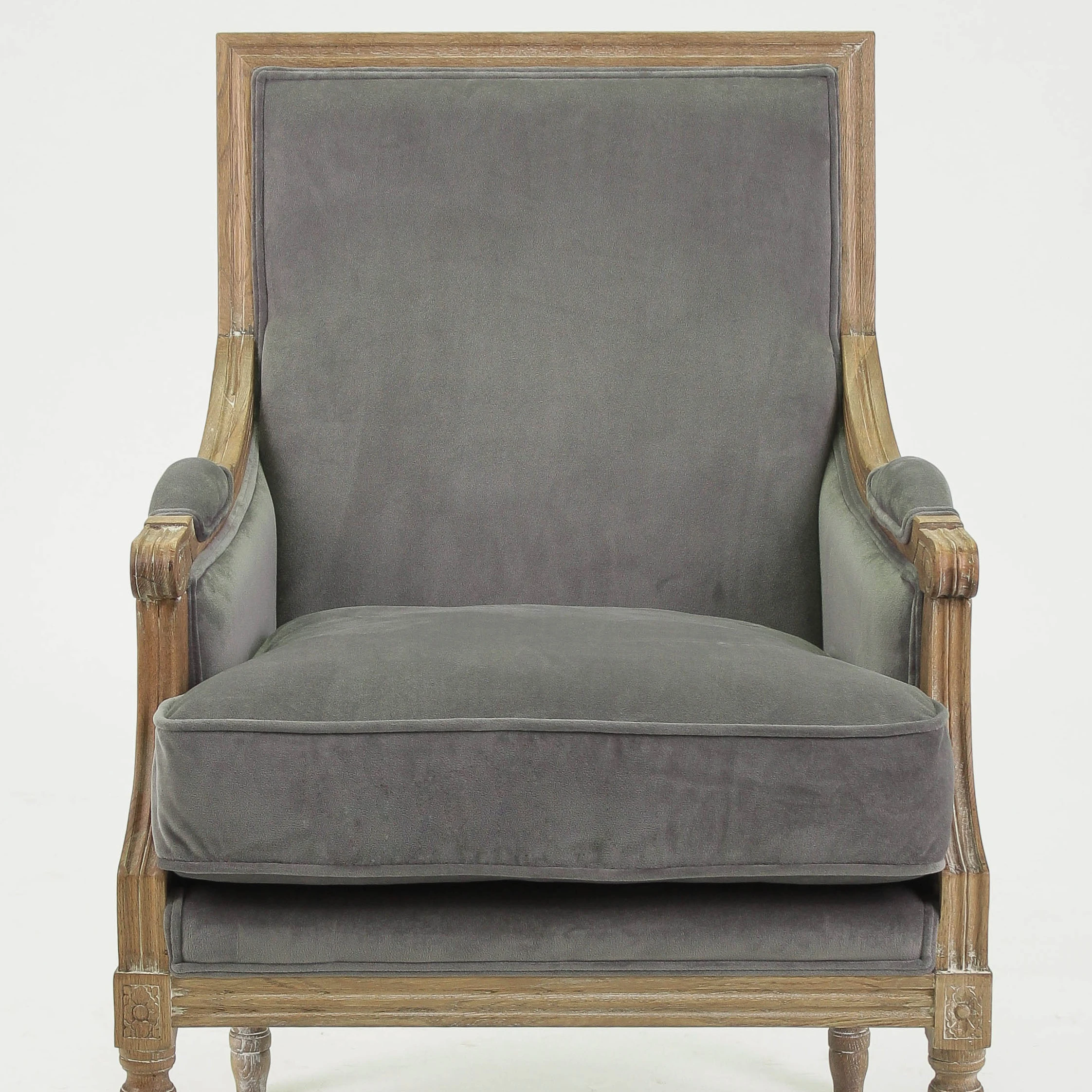 
Hand carved french style wooden armchair /upholstered square back livingroom chair(CH-811-Oak) 