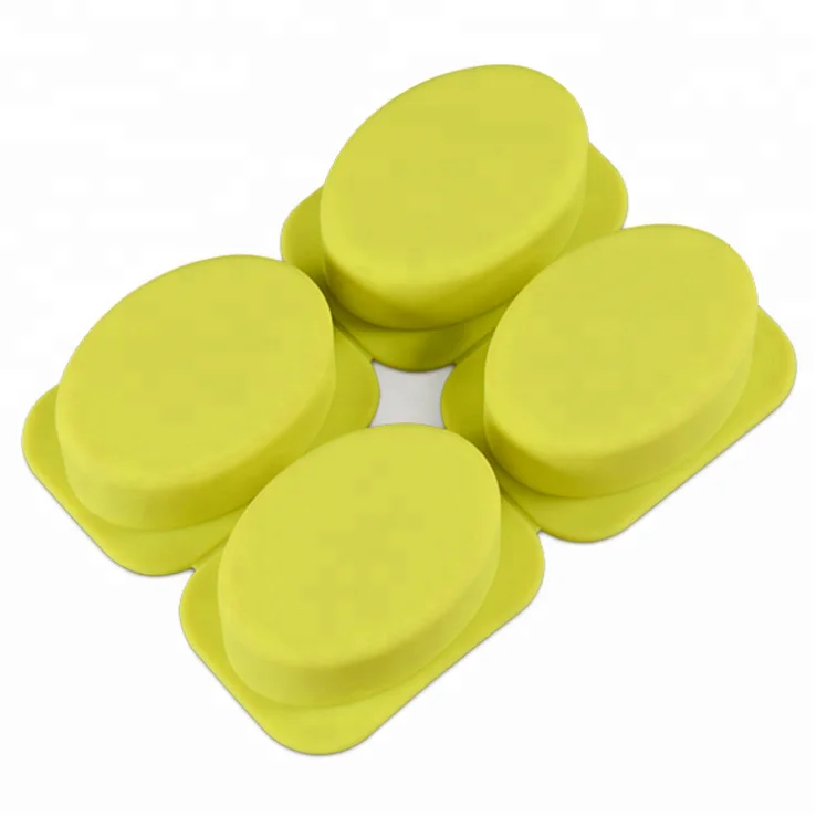 4 Cavities Oval Silicone Soap Mold Handmade Eco-friendly Soap Molds