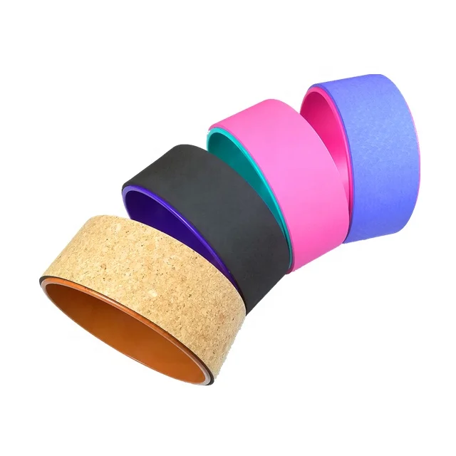 Custom Printing Soft Cork Yoga Exercise Wheel Roller, Cork Yoga Wheel Fitness Manufacturer