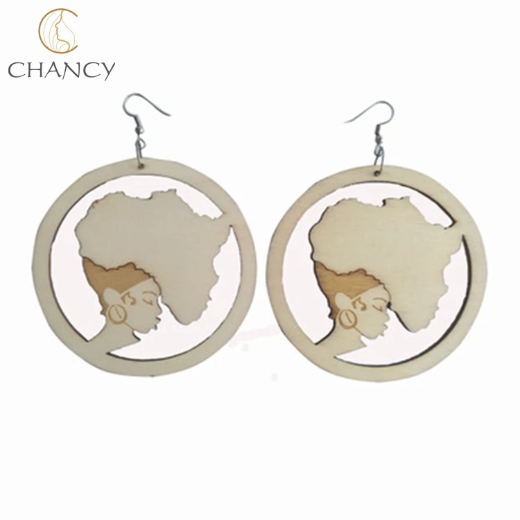 
Africa map africa girl earrings wooden african earrings wood lady head earrings 