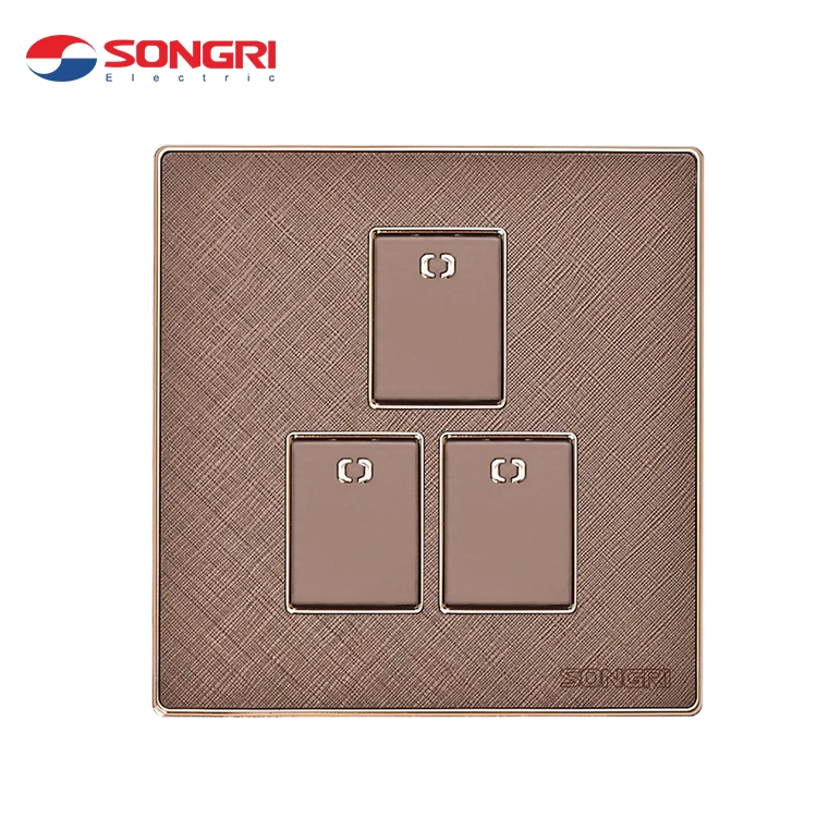 
Songri Brand European Standard UK Black Color Home 3 Gang 1 Way Light Switch 