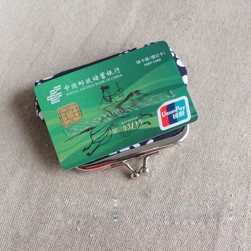 customized cheap promotional metal frame coin bag retro ethnic blue cotton mini snap coin purse