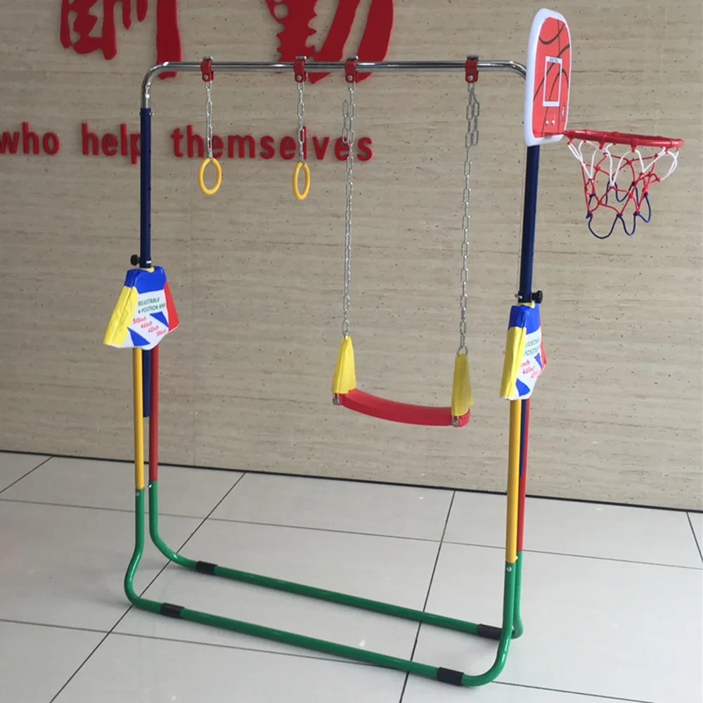 Gymnastics Equipment Indoor Kids Horizontal Bar With Rings, Swing, Basketball