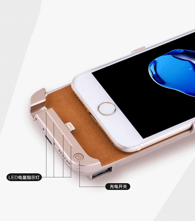 2018 Hot Selling Wholesale Backup Charger Case for iPhone 6/7,5000mAh Power Bank Charger Case for iPhone 6/7 with USB Port