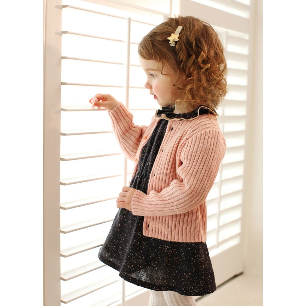 High quality fashion new design child girl pink cardigan sweater