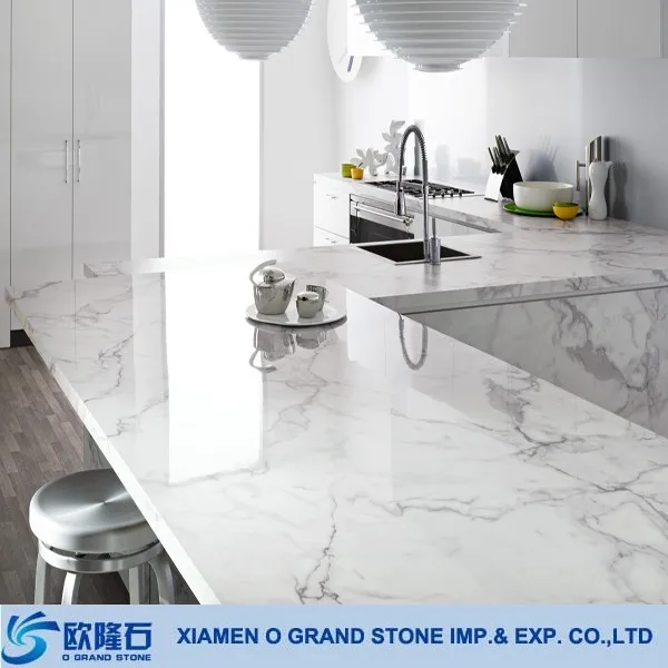 Modern Statuario Quartz White for Countertop,Flooring