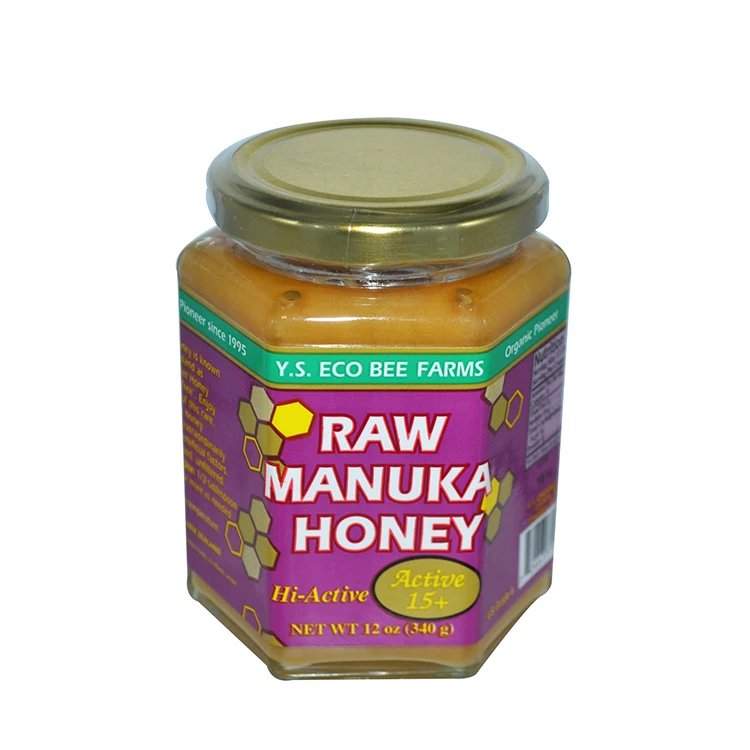 Hexagon Glass Honey Jars with Gold Metal Caps