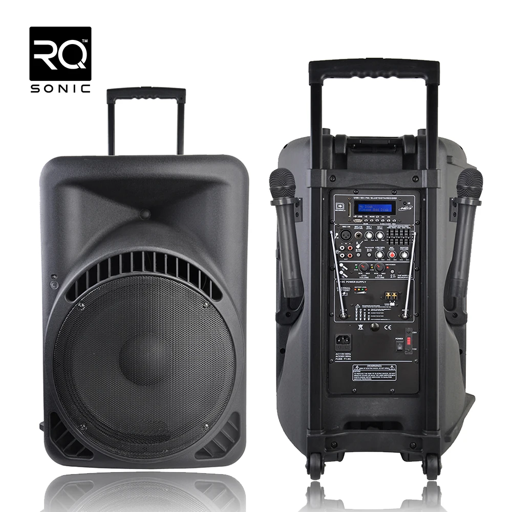 RQSONIC PMD15AMFQ-V2BP-BT 15' Portable Audio Speaker with FM Radio Powered Speaker