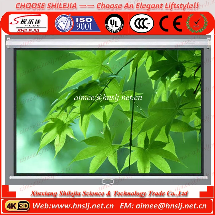 Format 4:3 widescreen pull down projector map screen with self lock