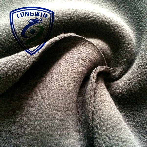 50D melange polyester interlock bond polar fleece thick fabric for winter clothes