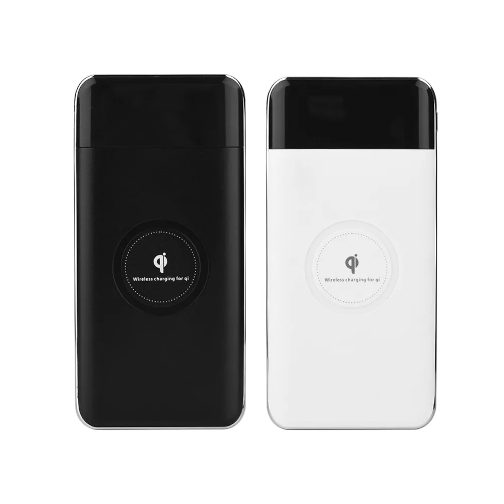 10000mAh Wireless Fast Charger LED Display Mobile Power Bank Case with Dual USB Port & Type-C Port