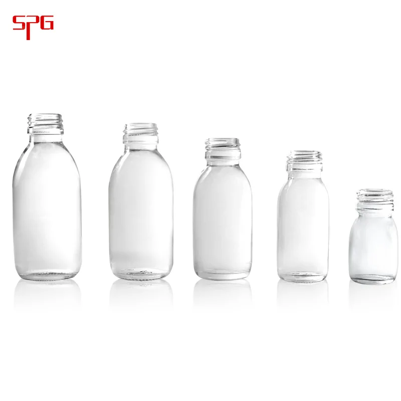 30ml 60ml clear glass bottles for syrup DIN PP28 mm