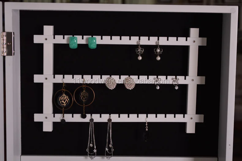 Wooden wall mount mirrored jewelry dressing cabinet with photo door