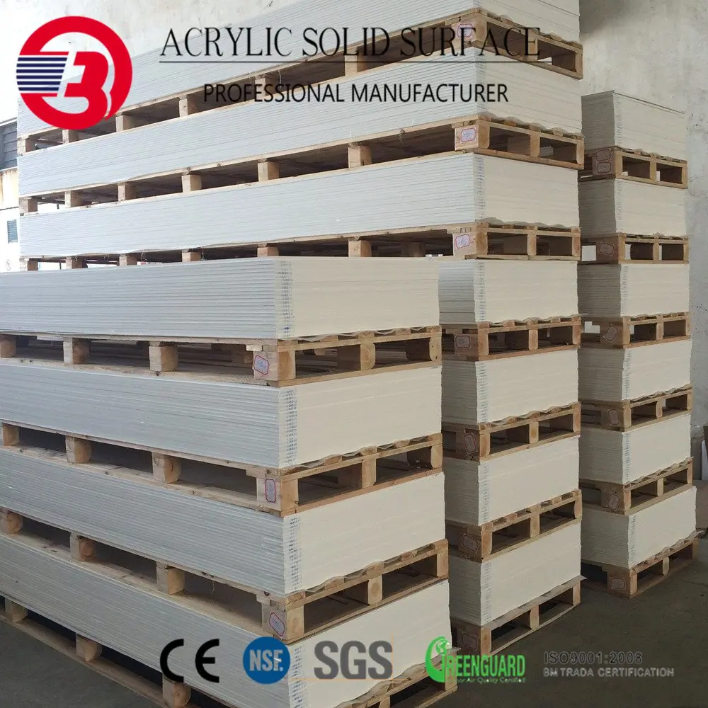 Top quality lg hi macs acrylic solid surface customized length and width sheet