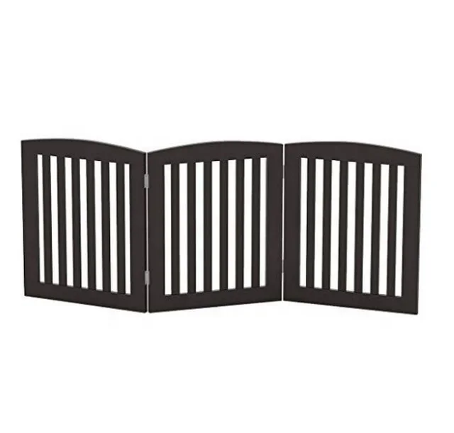 Wooden Freestanding Foldable Pet Gate for Dogs 24 inch 4 Panel Step Over Fence Dog Gate for The House Doorway Stairs Extra Wide