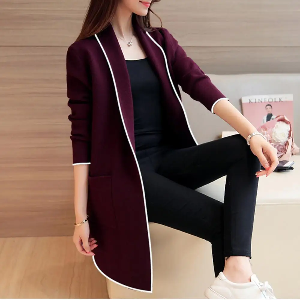 LDDRESS Custom Logo New Spring Autumn Knitted Sweater Women Winter Jacket Loose Big Yards Joker Long Sweaters Coat
