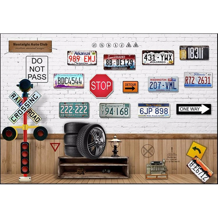 
Factory price vintage metal tin sign wall decorative european aluminum custom embossed car license plate 