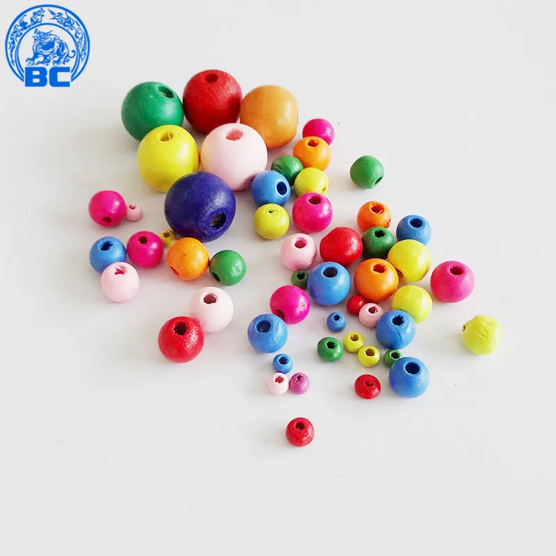 
Hot Sale Colorful DIY Small Craft Unfinished Round Natural Wooden Beads 