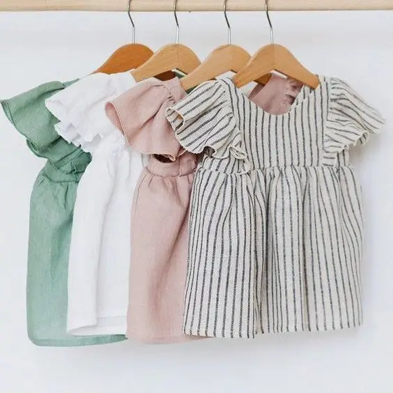 
Beautiful Children Clothes Linen Cotton Baby Girls Dress In Sleeveless 