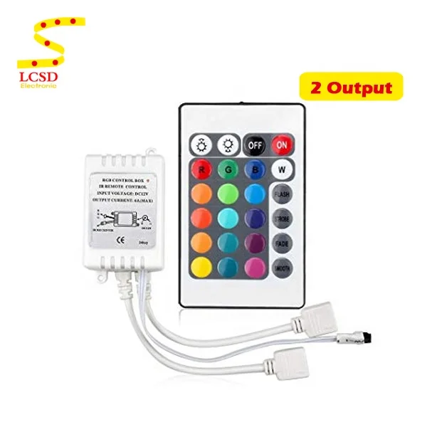 Двойной выход, 24 клавиши, ИК-приемник, датчик, светодиодная диммируемая RGB Светодиодная лента, контроллер 6A
