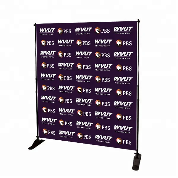 Adjustable aluminum telescopic banner stand for trade show exhibit