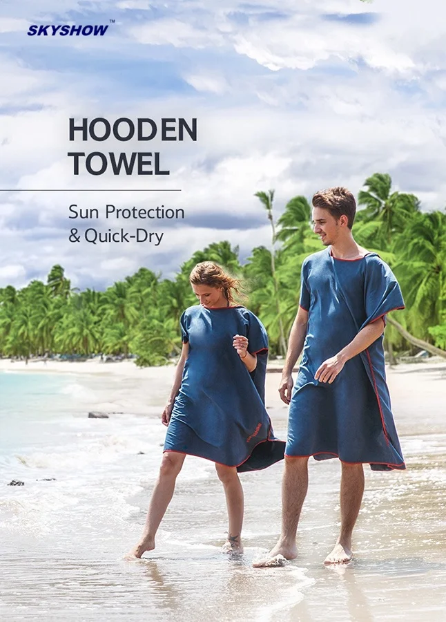 Microfiber changing solid color surf poncho towel with hood