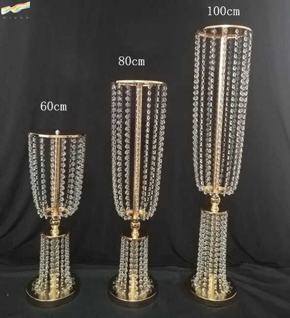 Hot Selling Crystal Centerpiece Wedding Backdrop Flower vase Candleholder Table Stand Road Lead Decoration