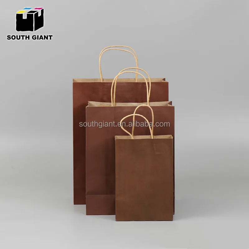 
Custom Reusable Kraft Brown Paper Grocery Shopping Bag with Handles 