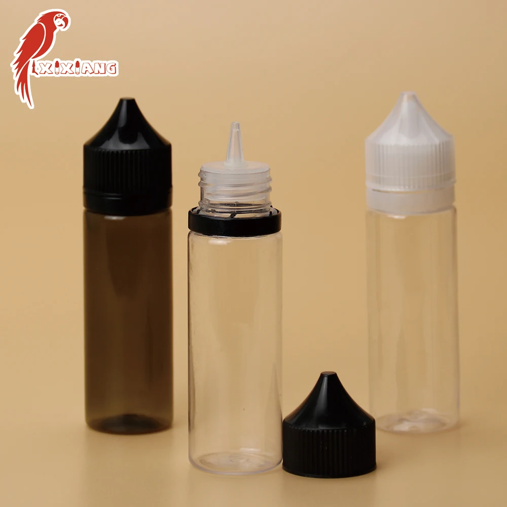 PET childproof and tamper proof COLORED 50ML 60ml plastic eliquid dropper bottle