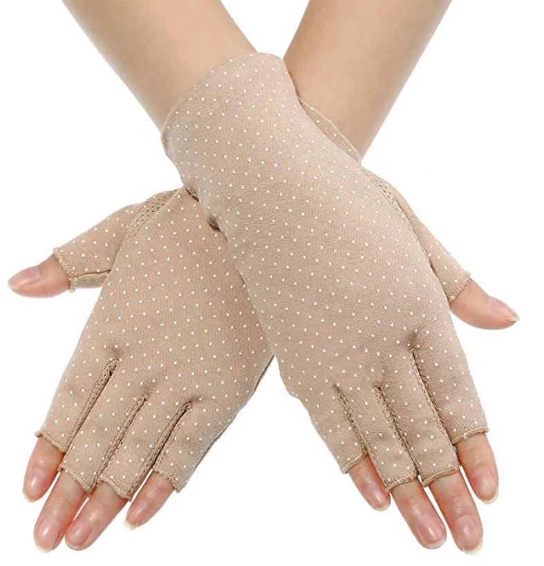 Модные женские солнцезащитные перчатки без пальцев УФ солнцезащитные легкие хлопковые перчатки для вождения