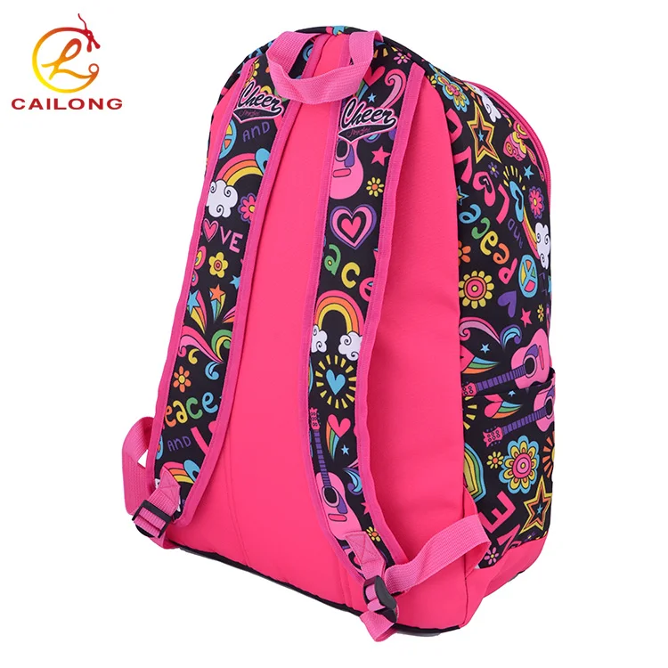 China factory Full sublimation printing cheer cheap cute leisure lightweight girls school bag backpack