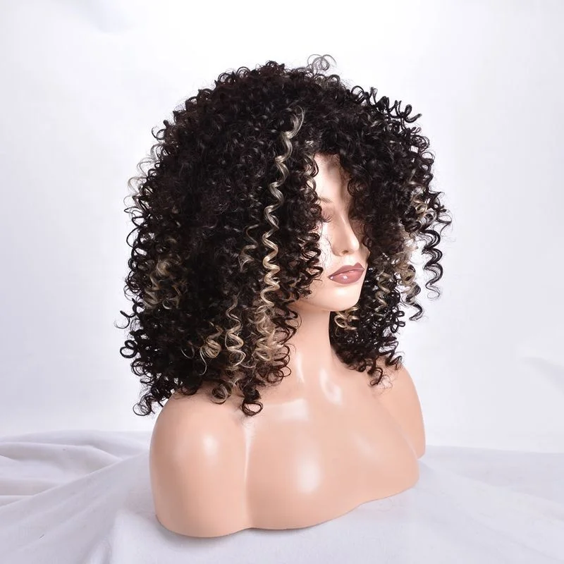 Aishili cheap Synthetic long Kinky Curly afro  hair synthetic hair Wig For Black Women Heat Resistant Hair Wig
