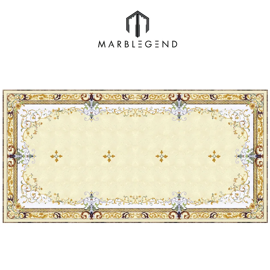 
Royal corridor hotel square water jet marble flooring design 