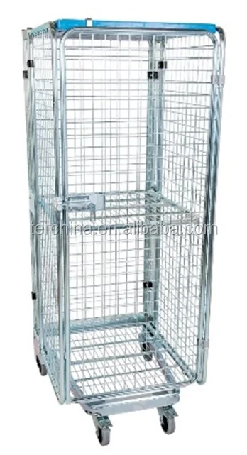 
NESTABLE ROLL CAGE CONTAINER WITH SHELF 