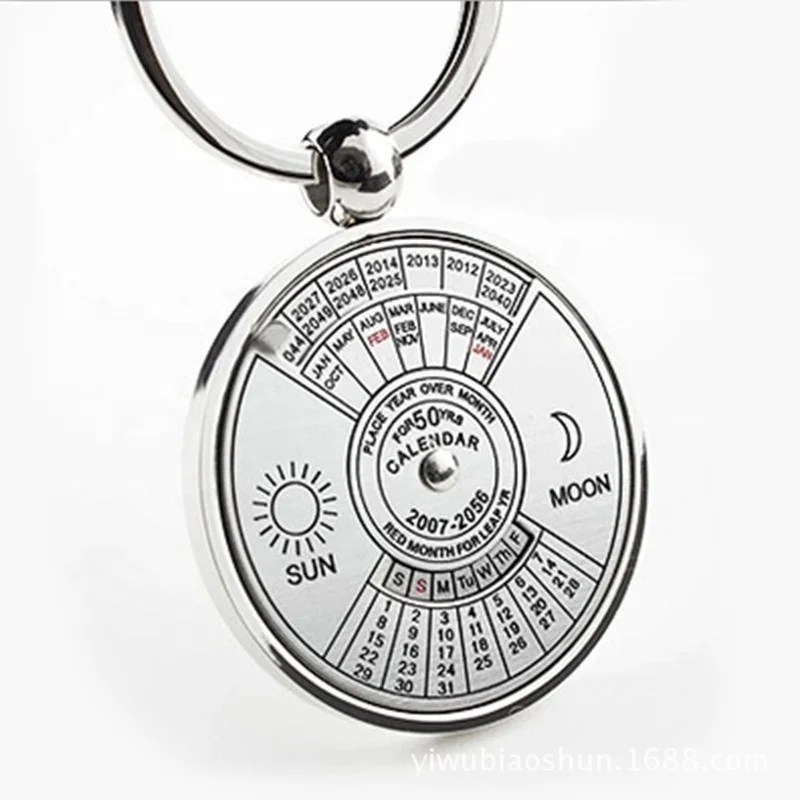 50 Years Super Perpetual Calendar Keychain Bag Key Ring Metal Key Chain Gifts 50-Year Calendar Keychain
