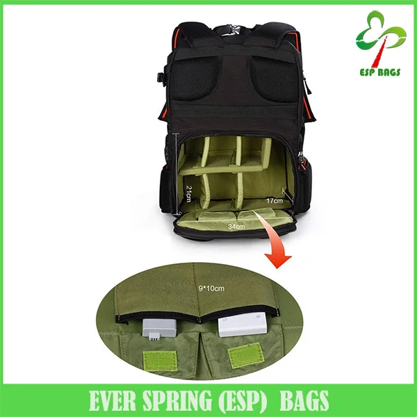 Functional waterproof camera backpack , stylish anti shock and theft dslr camera bag with extra rain cover