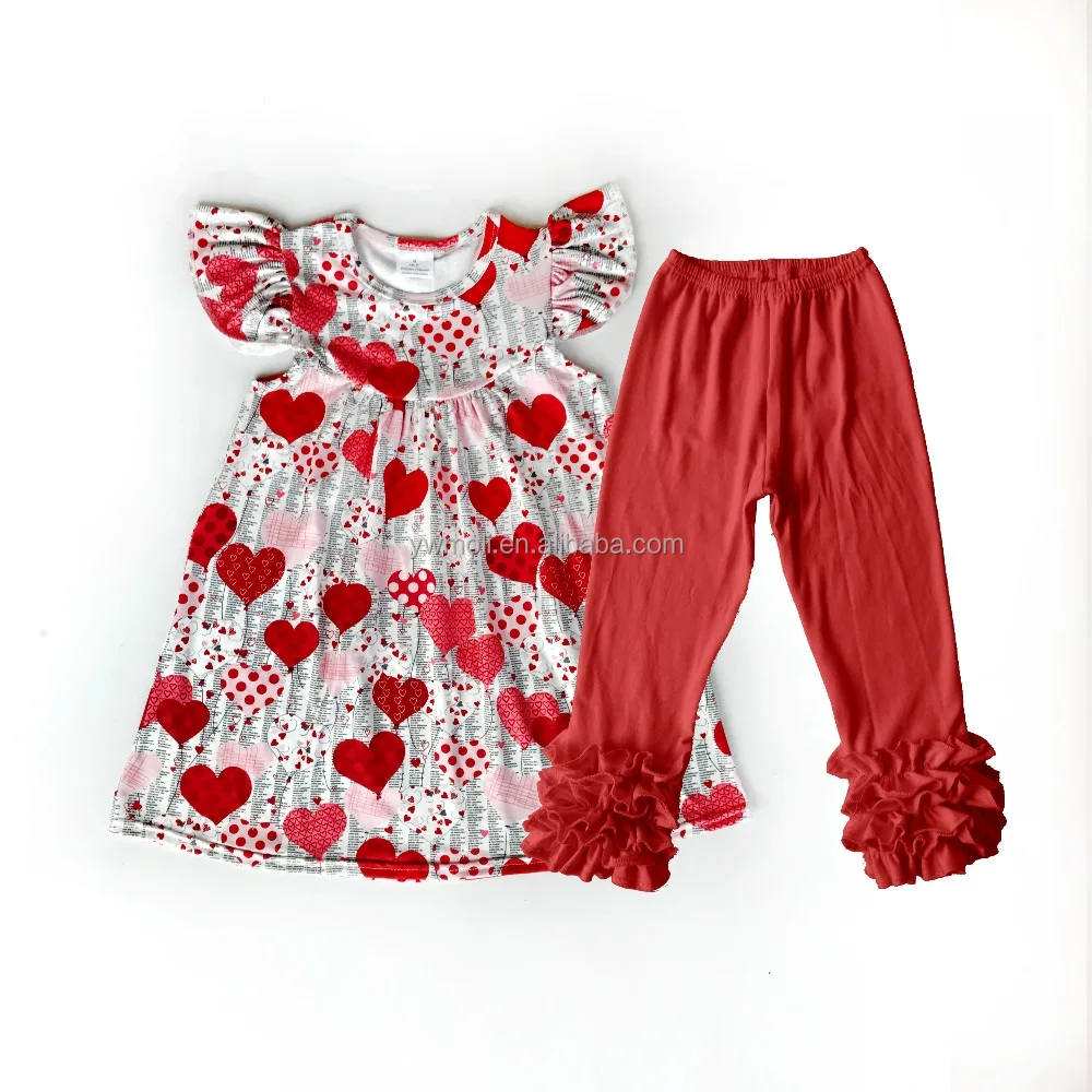 
Новое поступление 2018, детская одежда, платье в форме сердца и красные брюки, комплект одежды для девочек на День святого Валентина 