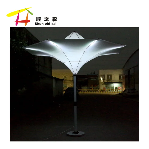factory outdoor shade tulip flower umbrella decorated patio umbrella with LED light