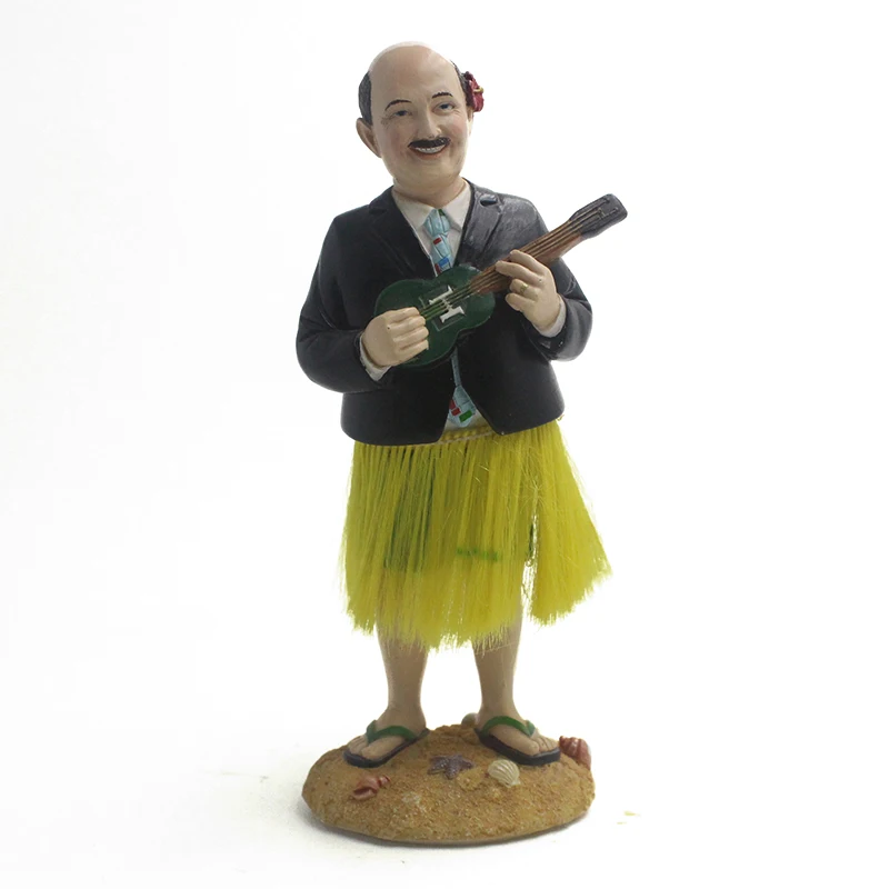 Resin custom music grass skirt man shake head gift beach male bobble head