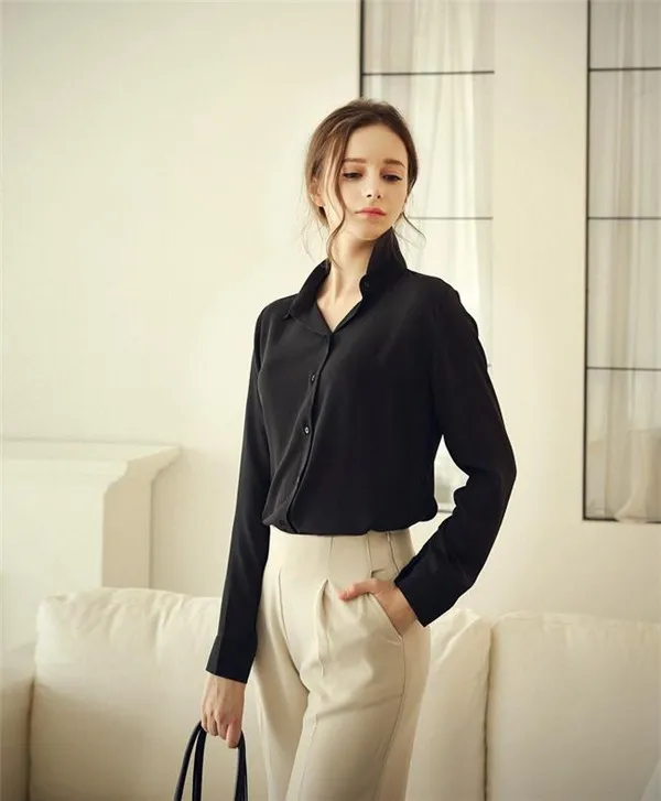Women Chiffon Blouse Long Sleeve Shirt Women Tops Formal Office Lady Shirt Blusas Femininas Camisas Mujer
