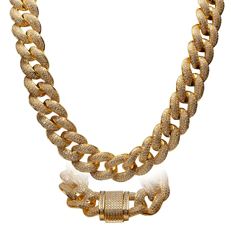 18K Gold 24MM Iced Out Diamond Cuban Link Chain