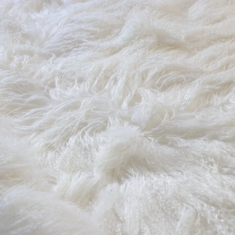 210x210cm Blush Pink Genuine Mongolian Fur Blanket Cover for Queen Bed