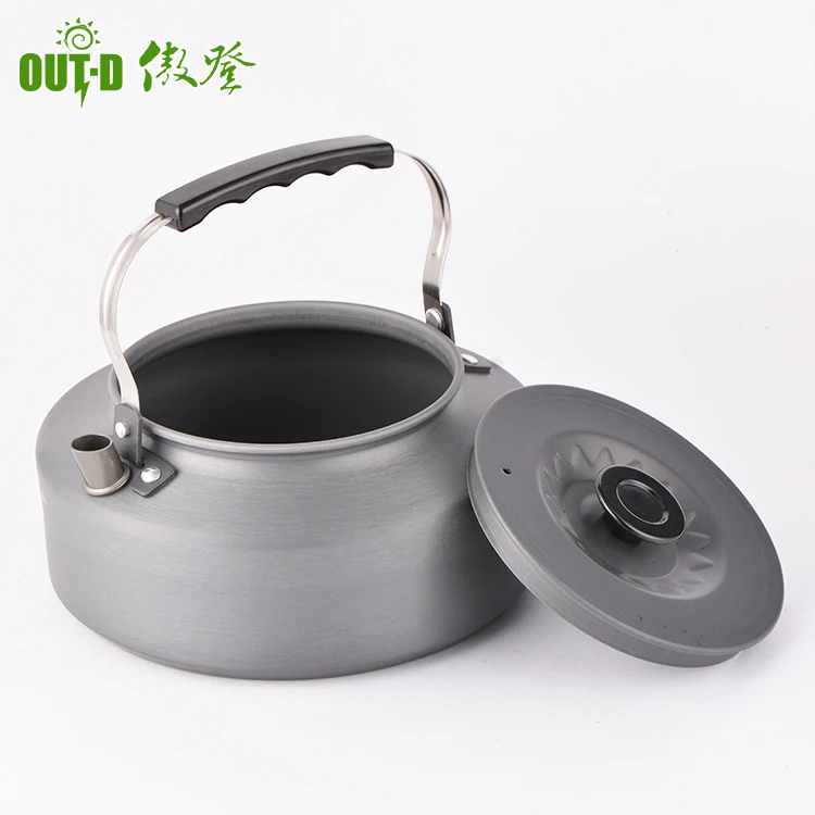 Simple style camping hard anodized 1.6L kettle with mesh bag
