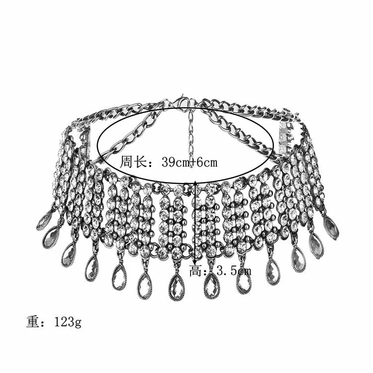 Collar Chokers Necklace & Pendant Fashion Full clear Crystal Collier Double Chain Wedding Charm Chocker Neck Wholesale